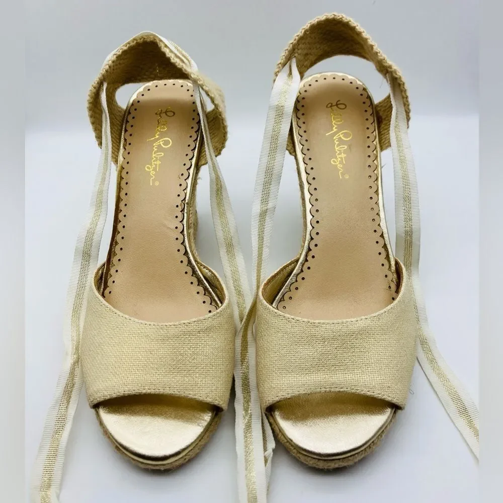 Lilly Pulitzer Elegant Espadrille Wedge Sandals Size 8